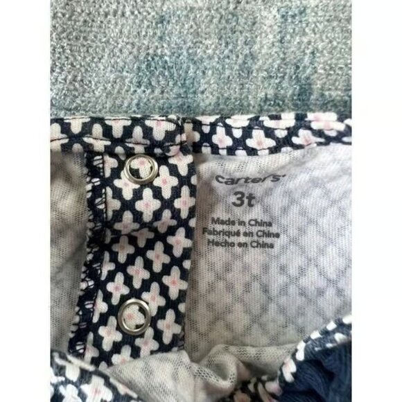 Carter's Dark Navy White Printed Shirt with Bow Top - Picture 3 of 3